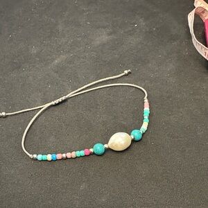 Turquoise and Pearl Beaded Bracelet